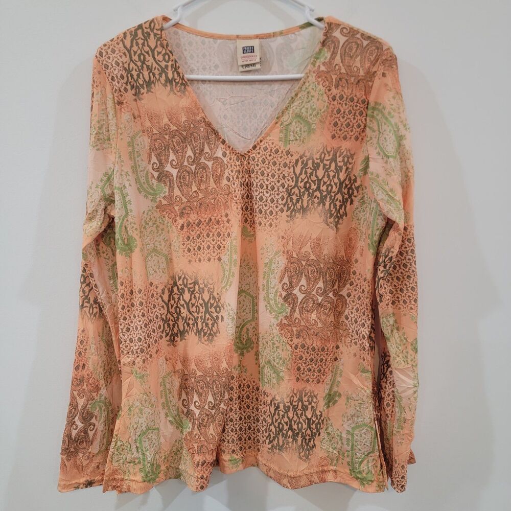 Y2K Faded Glory Womens Top Size Large‎ Bohemian Indie Hippie Abstract Colorful